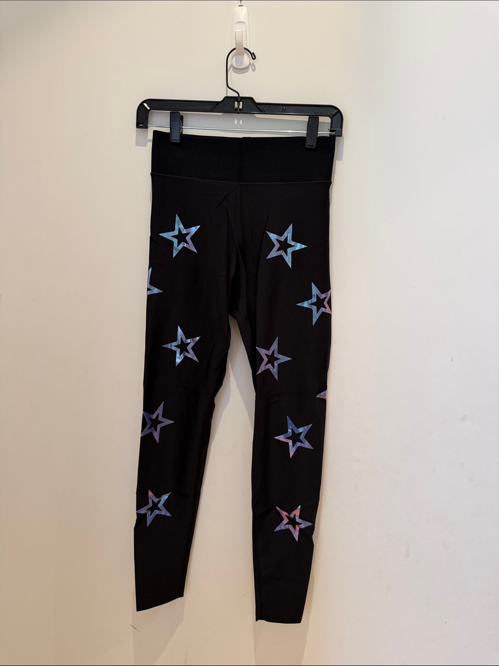 ultracor Black Leggings with Iridescent Blue-Purple Star Print